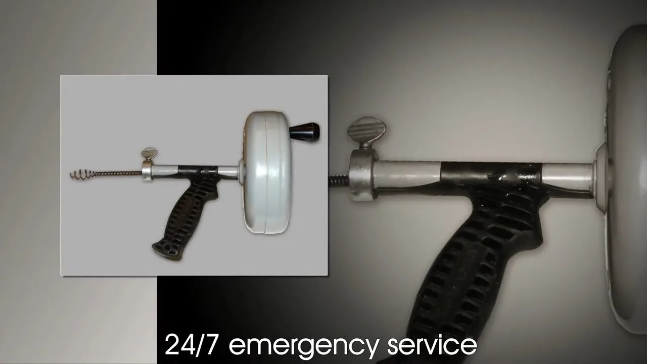 Close view of emergency drain cleaning tools display, on an emergency plumbing call in Apache Junction, AZ.